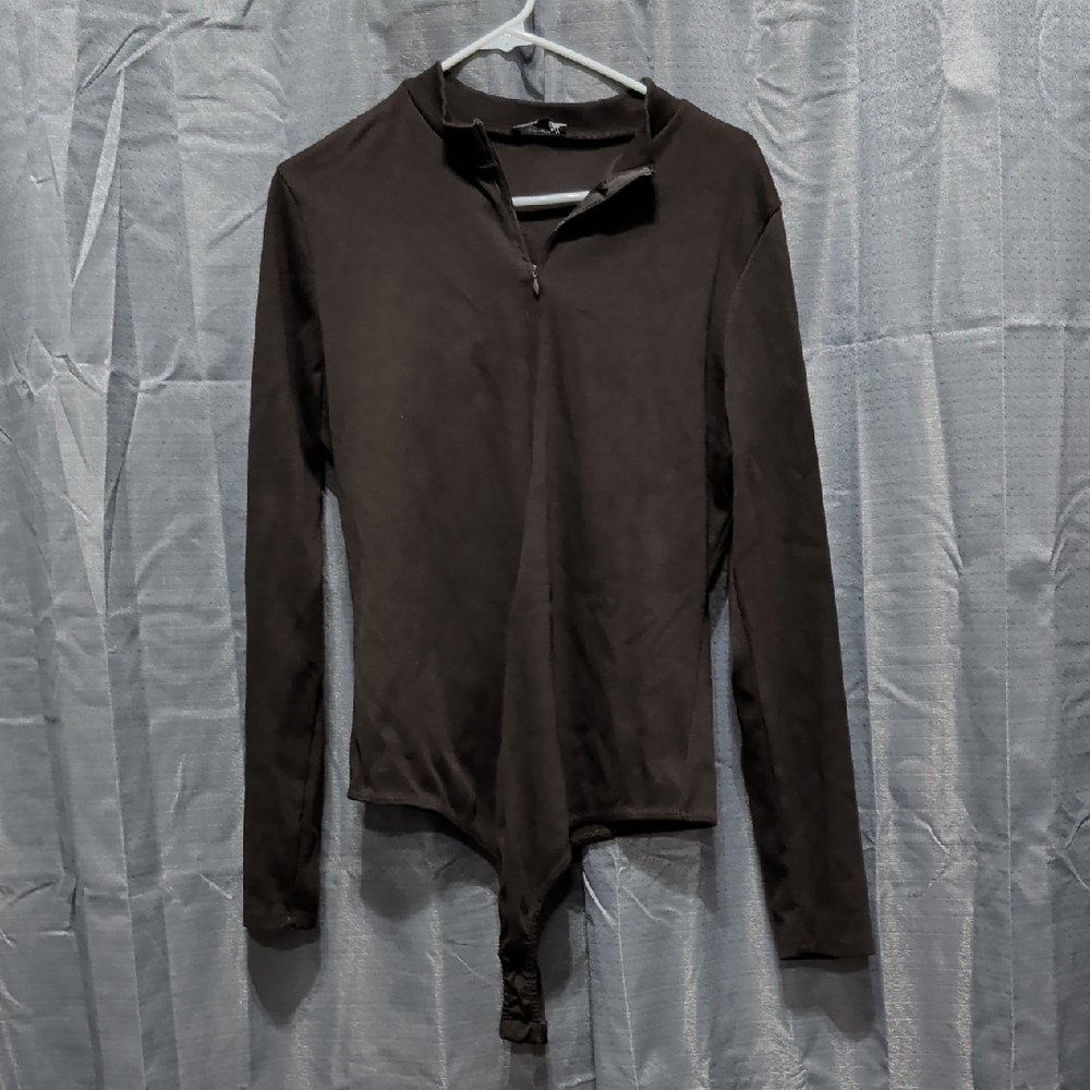 Fashion Nova Brown Long Sleeve Bodysuit